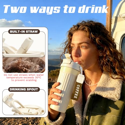 Image of Vacuum Insulated Stainless Steel Travel Coffee Mug,Leak Proof Cup with Lid | 304 stainless steel mug with vacuum insulation, leak proof lid, silicone grip and car cup holder friendly design