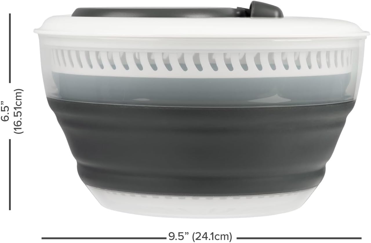 Space‑Saving Collapsible 3 Quart Salad Spinner with Easy‑Grip Handle