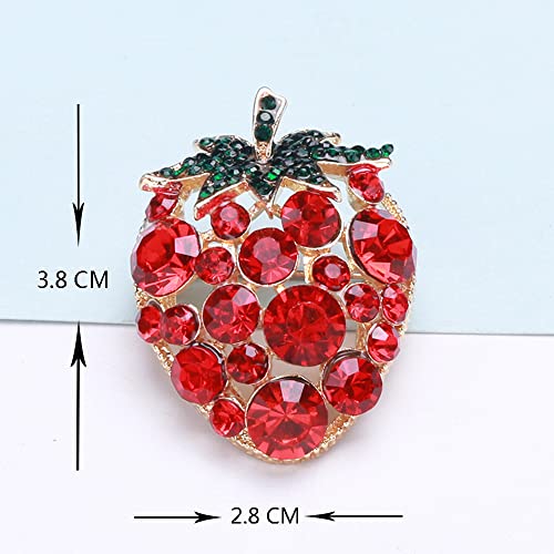 Image of Rhinestone Strawberry Brooch for Women Girls Teen Cute Red Cubic Zirconia Fruit Lapel Pins Elegant Hat Clothes Bag Decoration Accessories Stylish Brooches Pin Breastpin Scarf Shawl Clip Promise Gift Suit Tie Art Deco Anniversary