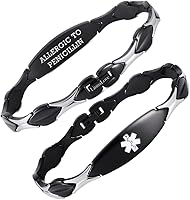 Vista 104 de LinnaLove Pulseras de alerta médica personalizadas para mujer, pulseras médicas de emergencia de acero inoxidable con grabado gratuito (7.5)