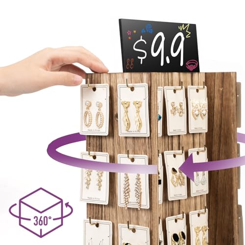 Pinzoveco EARRING DISPLAY STANDS FOR SELLING With Adversitsing Board, Real Wood Jewelry Display Stand For Vendors, Large Capacity Earring Cards For Selling Rack Holder thumb #2