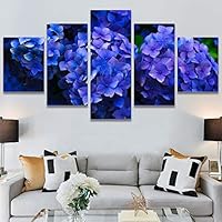 SIGNWIN 5 Panel Canvas Wall Art Modern Art Bouquet Colorful Cool Floral Group Multicolor Photography Realism Romantics for Home Decorations Ready to Hang - 60