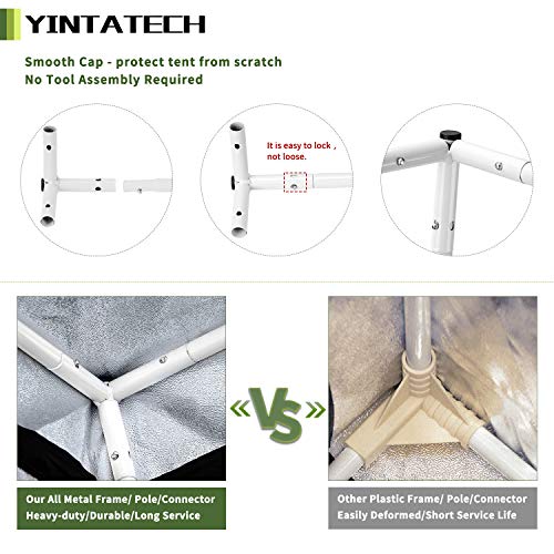YINTATECH 48"x48"x80" Plant Grow Tent, Reflective Mylar 600D Oxford Fabric Growing Room, with Waterproof Floor Tray, for Indoor Gardening Hydroponic Plant Germination Growing - Thumbnail 3