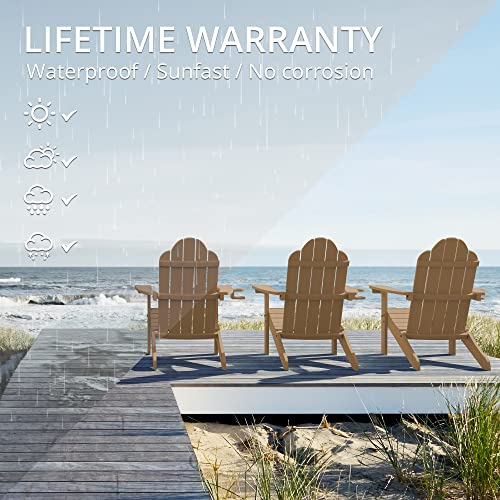 Lue Bona Adirondack Chairs Set Of 2, Brown Poly Adirondack Chairs With Cup Holder, 300Lbs Modern Adirondack Chair Weather Resistant, Outdoor Patio Chair For Fire Pit, Patio, Law, Balcony, Backyard #TOP3