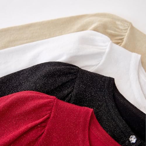 Toddler Girls Long Sleeve Sparkle Bolero Cardigan Baby Kids Button Closure Knitted Shrug Cropped Sweaters Tops3