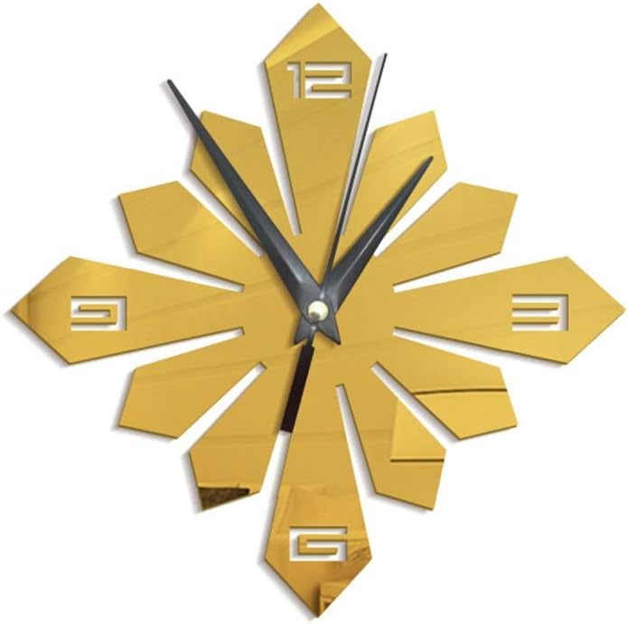 Wall Clock Creative Geometric Patterns Acrylic Mirror Study Bedroom Living Room Background Wall Decorative Wall Clock Wall Clock Yellow 40 * 40CM