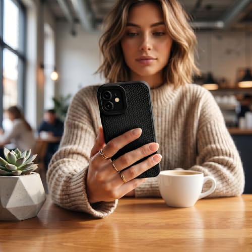 Image of amazon basics Luxury 3D Knitted Texture Soft Silicone Back Cover for iPhone 11 | Slim Fit Shockproof Case with Camera Protection & Non-Slip Grip - Black