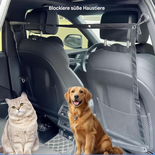 Jubilofex Autohundegitter | Trennnetz Als Sitzbarriere Im Fahrzeug,Zusammenklappbare Sicherheitsabtrennung Mit Rutschfesten Haken, Robustes Kfz Zubehör Für Auto Und LKW