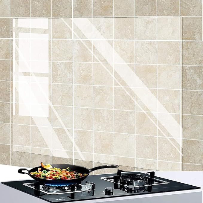 2 Pack Oil Proof Wall Sticker Wallpaper,27.5''*17.7''Self-Adhesive Sticker for Kitchen Cupboard Household Wallpaper Clear Waterproof Oilproof Paper Transparent High Temperature Resistant