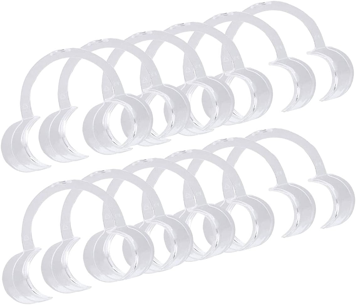 10 Pieces (Size M) C-Shape Cheek Retractor, Disposable Mouth Opener for Dental Teeth Whitening Mouth Guard or Speak Out Game (M, White)