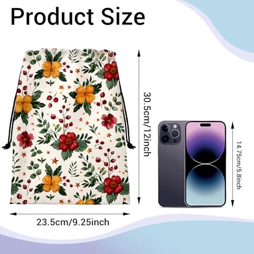 Image of Watercolor Floral Leaves Grip Bag for Gymnasts Gymnastics Drawstring Bags Men Women Outdoor Grips