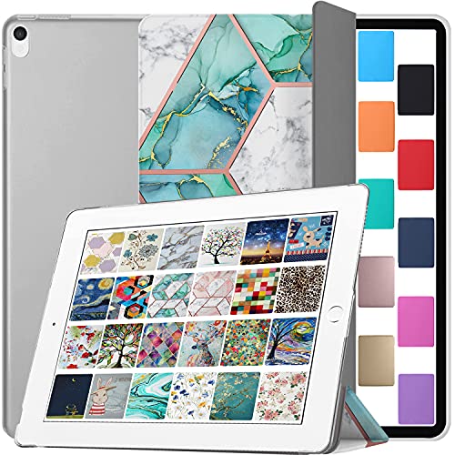 Image of DuraSafe Cases for iPad 10.5 Inch 2017 Air 3 2019 [ PRO 10.5 Air 3rd Gen ] A1701 A2152 A2123 MUUL2HN /A MUUK2HN /A MUUJ2HN /A MQDX2HN /A PrintediPad Cover Translucent Frosted Hard Back - Marble Green
