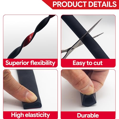 Image of 26 Feet Weather Stripping Door Seal Self Adhesive EPDM Foam Rubber Seal Strip D-Shaped Door Weather Stripping for Door and Window, RV, Boat, Auto, Truck, Marine, W:0.75 inch; H:0.375 inch