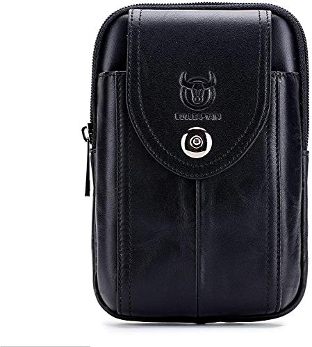 Conpush Echtleder Bauchtasche,Gürteltasche Handytasche Hüfttasche Geldbörse Geldbeutel Herren Ledertasche für iPhone X/8/7/6/S/Plus Samsung Galaxy S8/S7/S6 Note 8 Huawei HTC(Schwarz)
