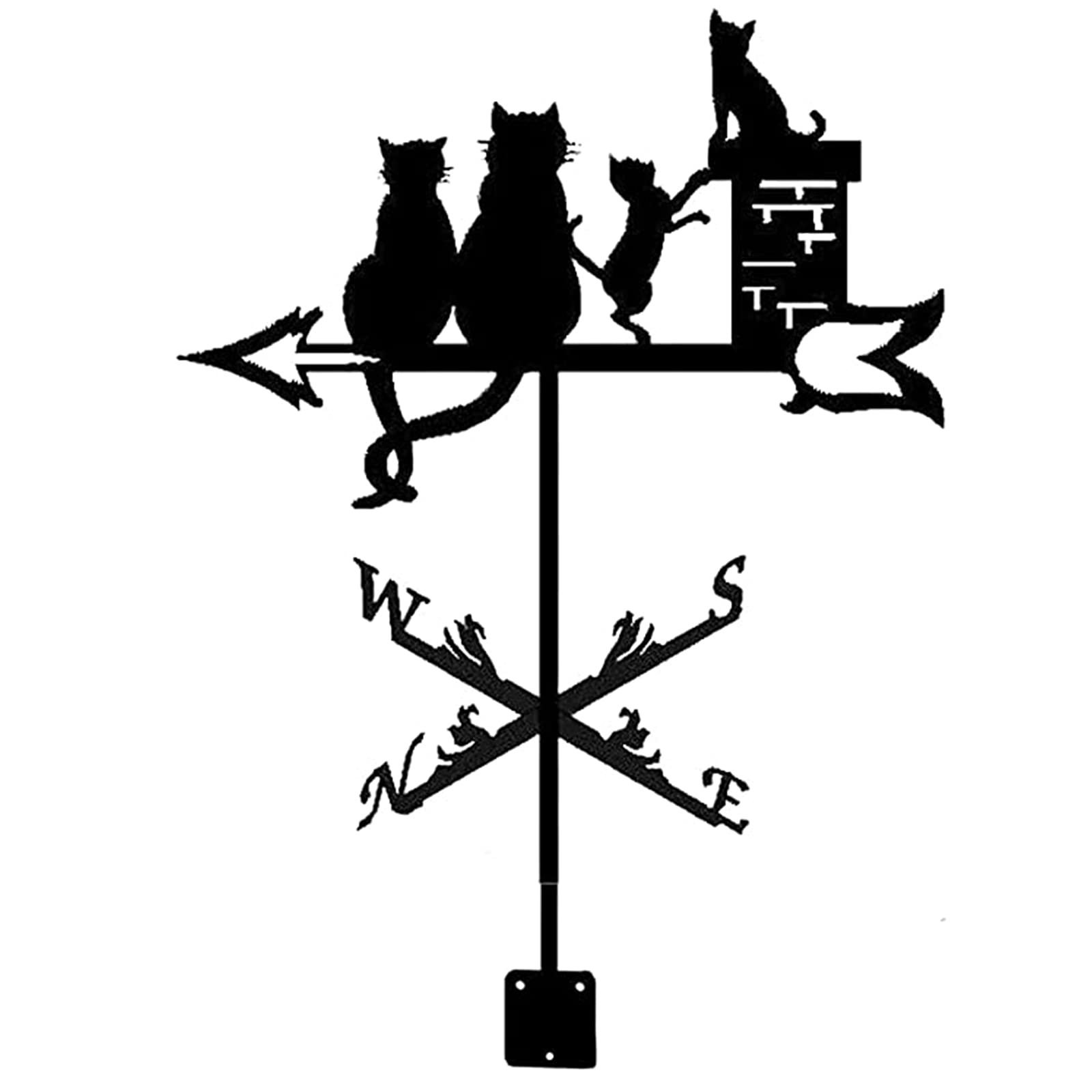 Girouette chat en fer noir pour toit et décoration de jardin extérieur