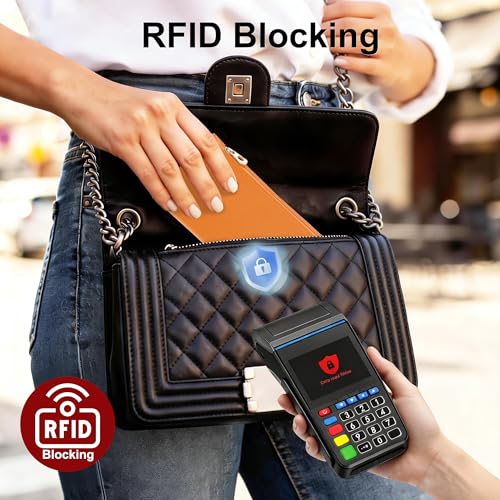Image of Tipmile Slim Wallet for Women, RFID Blocking Credit Card Holder | Thin Compact Bifold Wallet with Zipper, Ladies Gift