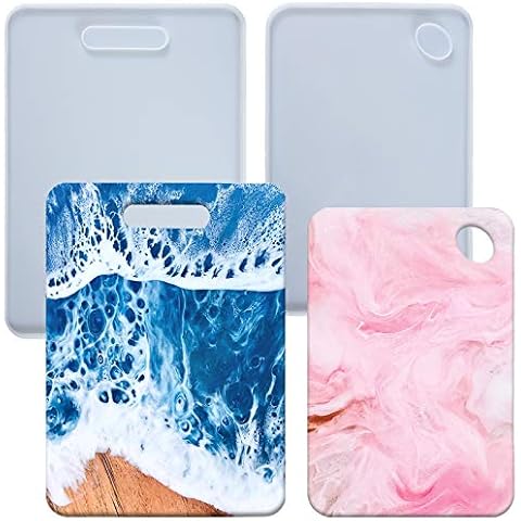 Rectangle Cutting Board Epoxy Resin Silicone Moulds with Hanging Holes for Cheese Serving Tray Platter Concrete Cement Polymer Clay 13inch Cover