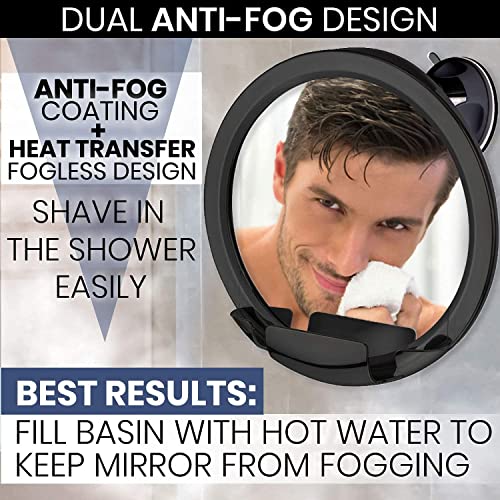 Mirrorvana Fogless Shower Mirror For Shaving With Razor Holder, Upgraded Suction, Anti Fog Shatterproof Surface And 360° Swivel, 8-Inch #TOP1