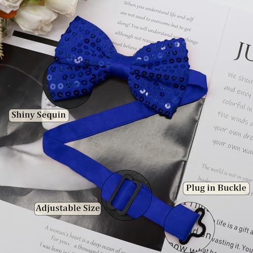 Image of Sequin Bow Ties for Men, Sparkling Mens Bow Tie for Prom Recital | 4.33 inch x 2.75 inch, Pre-tied Men's Bow Tie, Adjustable Strap, Shiny Sequin Surface, Assorted Versatile Hues, for Festival Party