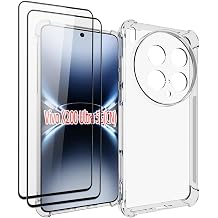 Case Compatible with Vivo X200 Ultra Airbag Protection Ultra Thin Soft TPU Clear Case with 2-Pack Tempered Glass Screen Protector