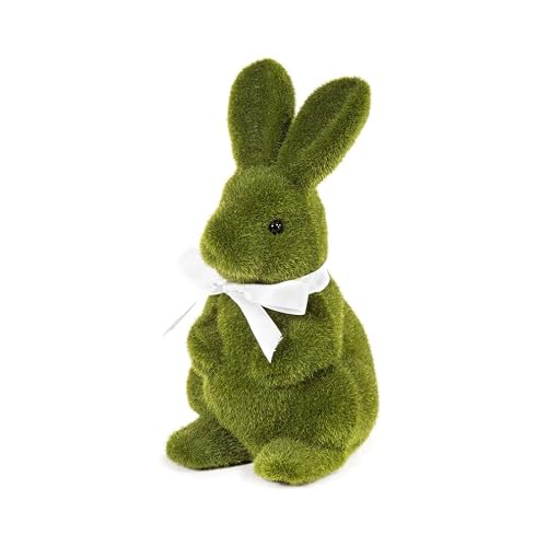 Premier Green 20 Cm Flocked Rabbit Easter Bunny Decoration