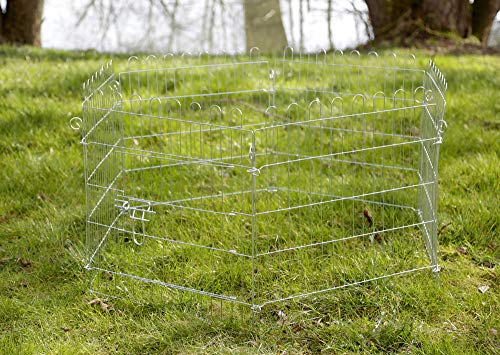 Kerbl Freilaufgehege 6-eckig (Gehege für Kleintiere/Nager/Kanninchen, 6 Zaunelemente 56,5x56,5 cm, Gitterabstand 2,8 cm, Metall verzinkt) 82833