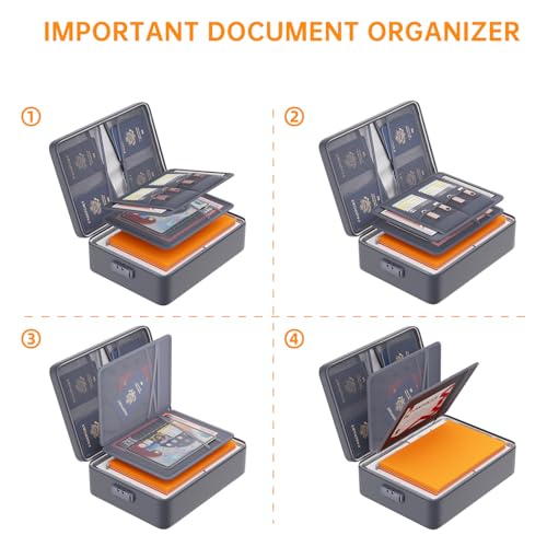 DocSafe Organizador de documentos de 2,871 °C com fechadura, caixa atualizada à prova de fogo e à pr