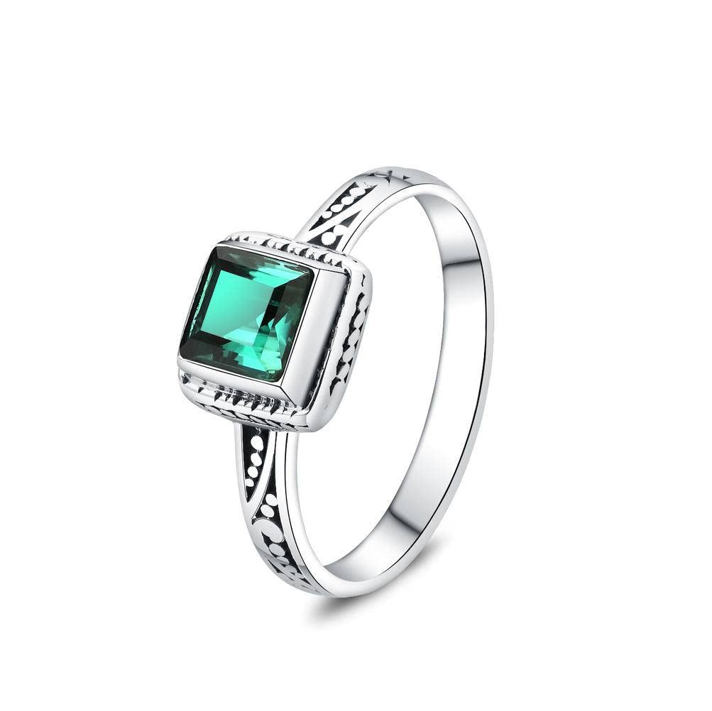 Offener Fingerring aus Sterlingsilber, S925-Sterlingsilber, Kristallring, Paarring, modischer Edelstein-Silberring, Geschenke für Liebhaber, Silber, 13# (Silber 18#)