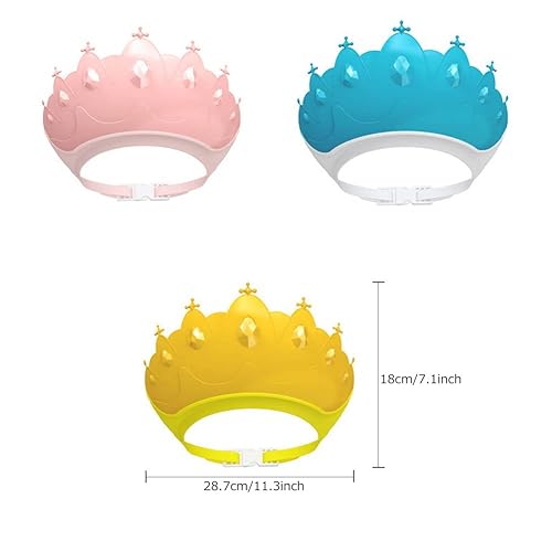 Miniatura 8 de Gorro de ducha con corona para niños y niñas, suave y ajustable, protector de lavado de pelo de bebé, protector de baño, reutilizable, impermeable,