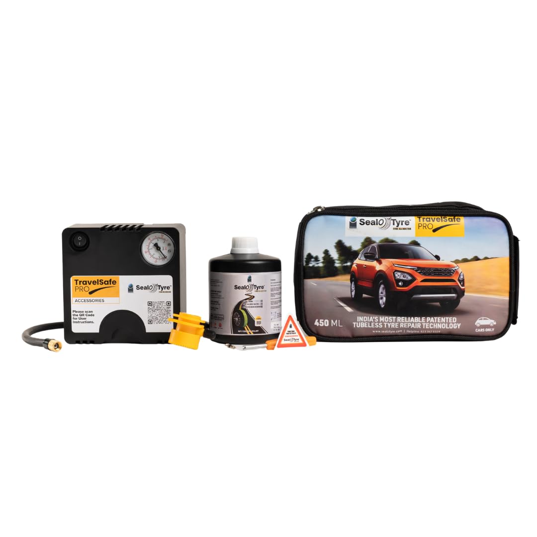 Seal-O-Tyre: Anti Puncture Tyre Repair Kit | Tyre Mobility Kit for Car | Anti Puncture Tubeless Tyre Sealant | Reactive Puncture Solution | Sealotyre TravelSafe Pro Kit 450ml-image-26