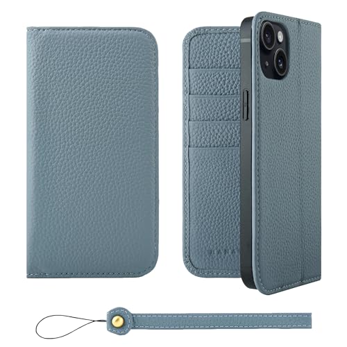HANATORA for iPhone 15Plus �P�[�X �蒠�^ �{�v �X�}�z�P�[�X �X�}�z �X�^���h �X�g���b�v �t�� �V�������N�J�[�t���U�[ �x���g�Ȃ� �}�O�l�b�g�Ȃ� �u���[�O���[ H0XA-15Plus-BlueGray �M�t�g �a���� ���� 