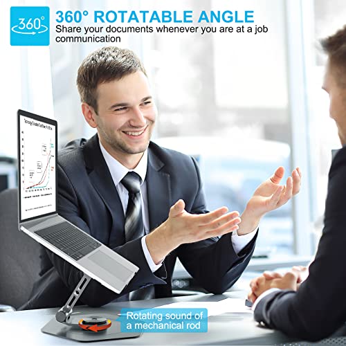 Swivel-Adjustable-Laptop-Stand-360-Rotating-of-Aluminum-Laptop-Stand-for-Desk-Laptop-Riser-with-Mechanical-Sound-Laptop-Computer-Stand-Compatible-with-10-173-inch-Laptop-Gray
