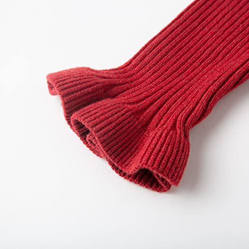 Curipeer Infant Toddler Girls Sweater Dresses Long Sleeve Ribbed Knit Pullover Ruffle Cozy Dress 2T A-Red #TOP4