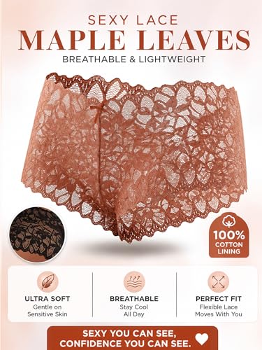 Image of ALL OF SHE Sexy Underwear Panties for Women Cheeky V Waist Lace Boyshorts Lingerie Plus Size Underwear Gift Wife Women 5 Pack