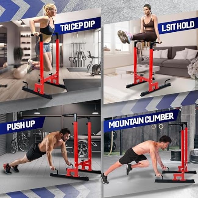 Yes4All Dip Stand 500 LBS Capacity, 80 Levels Adjustable Dip Bars, Dip Station Machine for Home Gym