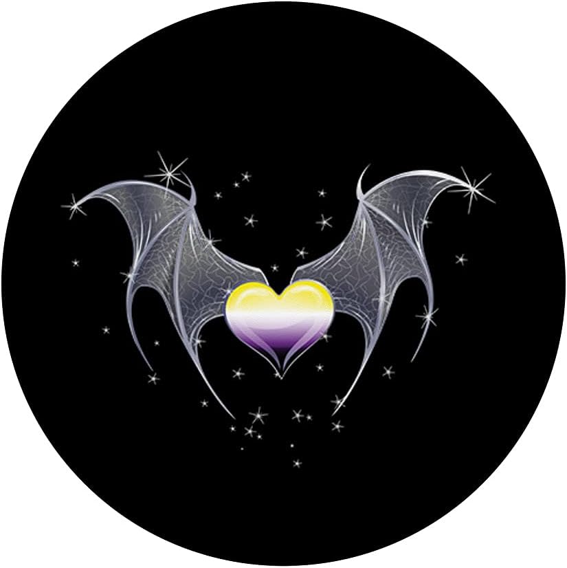 Nonbinary Pride Flag Heart with Gothic Wings Non-binary Goth PopSockets Swappable PopGrip image 3