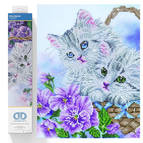 DIAMOND DOTZ Kitty Basket Diamond Painting Kits for Adults - Diamond Art Kits a Relaxing Creative Craft Kit with Dotz Gems 15x20.5