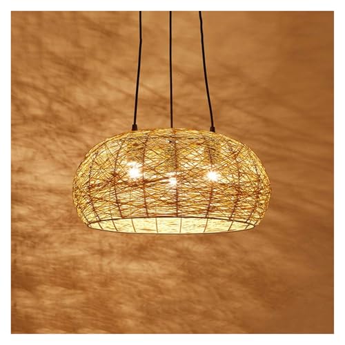 Plafonnier rotin marron foncé 45cm pour éclairer plafond bas