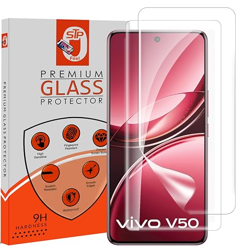 Image of STP FEEL 2 Pack Unbreakable Membrane Screen Protector Guard Compatible For Vivo V50 / V50e / V50 Lite, 6.77 Inch |Hydrogel Membrane Ultra Smooth Touch with Finger Print Support - HD /3 Months Warranty