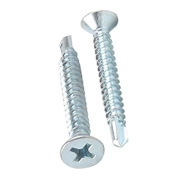 ZUA Flat Head Self Drilling Screw (2 inch, 50mm, Silver) - Pack of 50 Pieces