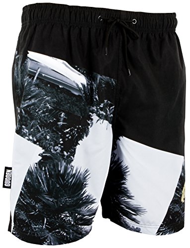 GUGGEN Mountain Maillot de Bain pour Homme Beach Shorts Boxer Trunks Plage ete Rayure Motif Noir Blanc XXL Cover