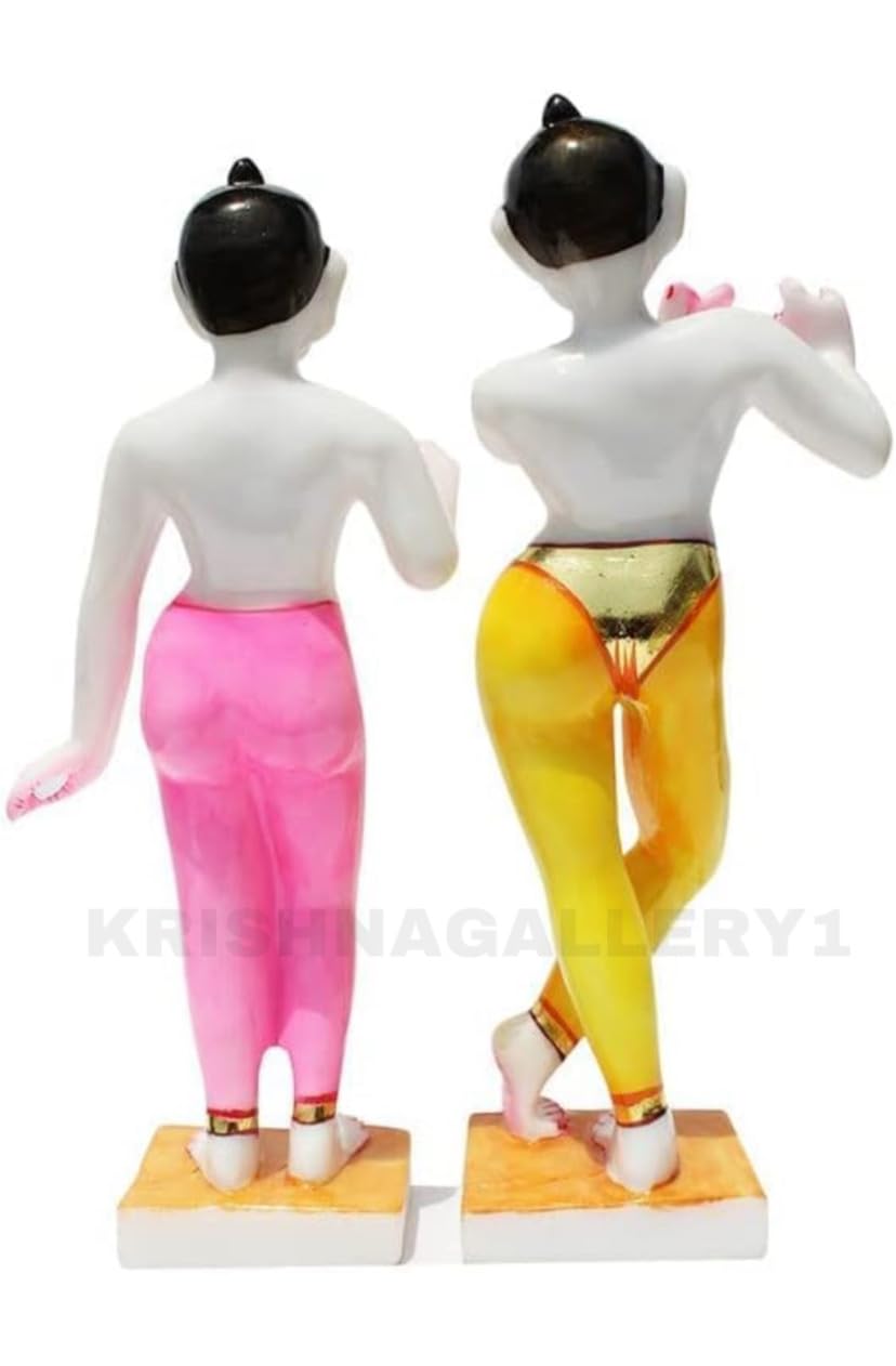 KRISHNAGALLERY1 Marble Dust Iskon Radha Krishan Murti Jugal Jodi Radhe Shyam Murti Statue Idol for Home Pooja Room Gifted Piece Janmashtami Idol 11.5 Inches 3