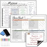 Marspark 3 Pack Magnetic Dry Erase Chore Chart & Menu Board Set 15 x 11 Meal Planner for Refrigerator Behavior Chart Menu Board for Kitchen Grocery Easy-to-Clean Fridge Calendar with 6 Marker & Eraser