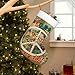 Christmas Stockings Rectangle Peace Sign Graffiti All You Need Is Love 18'' Xmas Stockings with White Super Soft Plush Cuff Family Pack Stockings Decorations for Xmas Holiday Family Party Season Decor