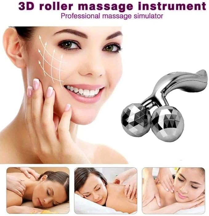 TrueBucks 3D Face & Body 360° Rotating Manual Massager Roller - Skin Lifting Wrinkle Remover Facial Massager (Silver) TrueBucks 3D Face & Body 360° Rotating Manual Massager Roller - Skin Lifting Wrinkle Remover Facial Massager (Silver)