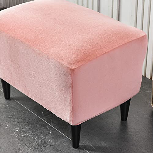 Highdi Ottoman Cover Rectangle Velvet Spandex, Stretch Footstool Slipcover, Stool Protector Cover with Elastic Bottom, Dustproof Removable Washable Footrest Pouffe Covers (pink,1pc) - Cosy Home Interiors Highdi Ottoman Cover Rectangle Velvet Spandex, Stretch Footstool Slipcover, Stool Protector Cover with Elastic Bottom, Dustproof Removable Washable Footrest Pouffe Covers (pink,1pc) - Image 4