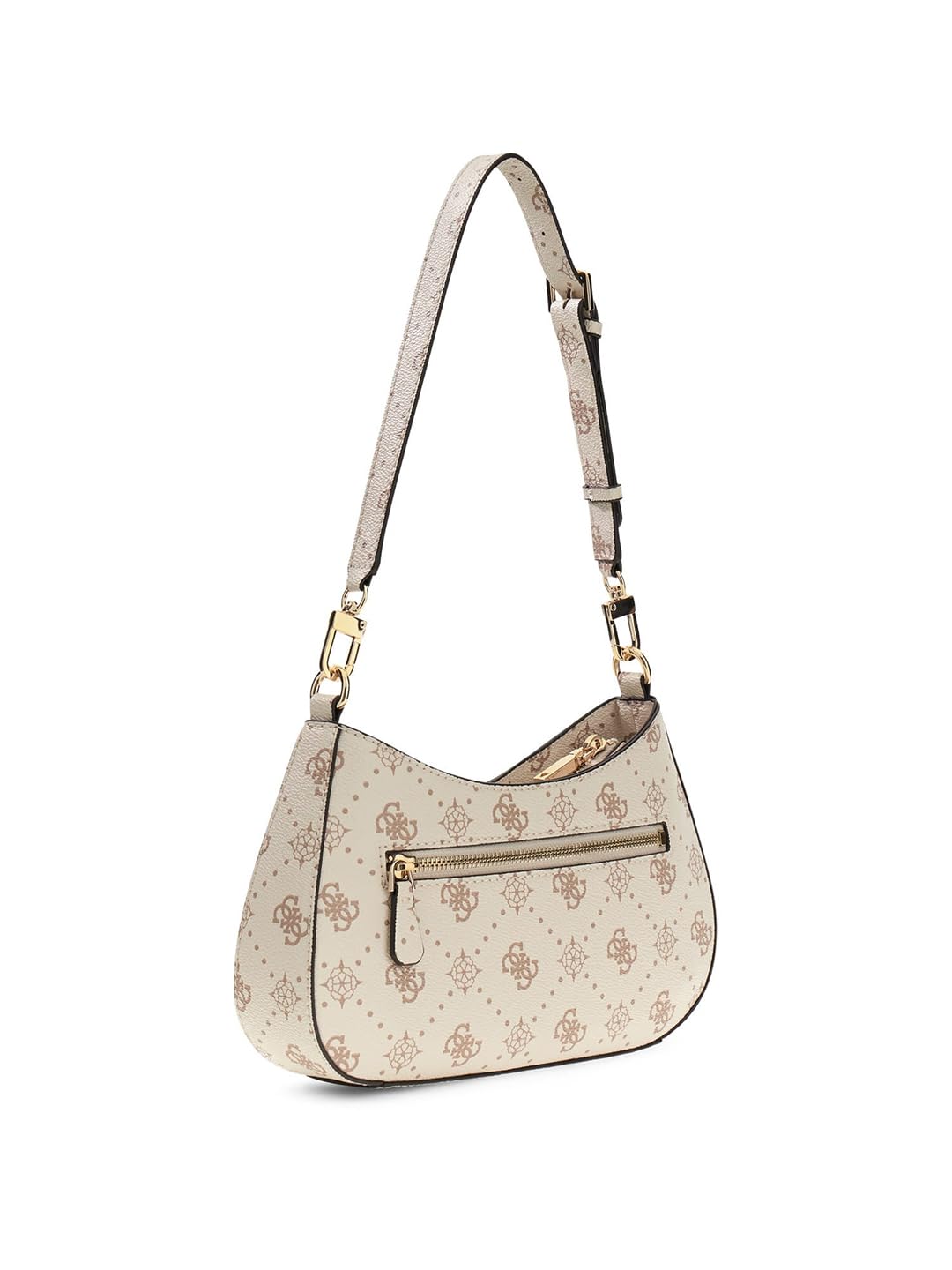 GUESS bolso de hombro Emelie Logo Top Zip Shoulder Bag Vanilla Logo crema
