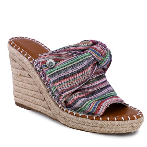 Nautica Women's Espadrille Wedges for Women Platform Sandals – Slip-On Knot Bow Summer Shoes with Woven Rope Heel