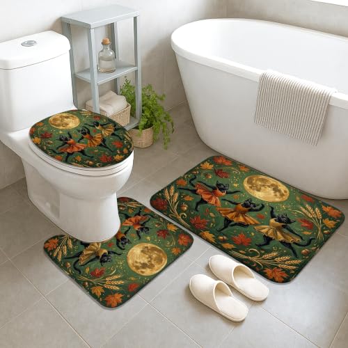 Rideau de douche feuillage et chat pour une décoration de salle de bain cocooning