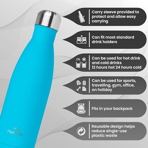 Stainless Steel Water Bottle, Vacuum Insulated, 12hrs Hot & 24hrs Cold Drinks, BPA Free, Metal Water Bottle 500ml, Leakproof Double Walled Thermal Flask for Kids, Travel, Gym, Sports – Teal - Image 5
